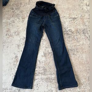 Indigo Blue Flare Maternity Jeans - Dark Denim